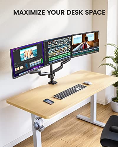 ErGear Triple Monitor Mount for 13-27 inch Screens, Triple Monitor Arms with USB, Heavy Duty Three Monitors Stand with Tilt, Swivel, Rotation, Holds Up to 17.6 lbs Each Arm 5