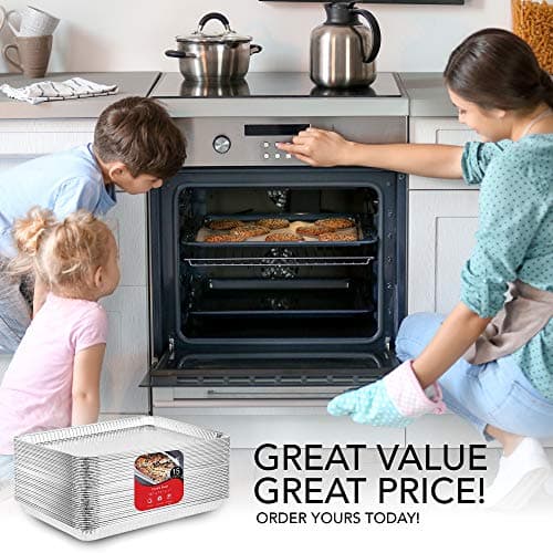 Stock Your Home Aluminum Pans - 15 Pack Disposable Aluminum Foil Trays - Reusable Nonstick Baking Sheets - 16 Inch x 11 Inch 7
