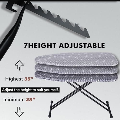 veiox Ironing Board Full Size, Metal Construction Iron Board with Extra Thick Heavy Duty Padded Cover, Stable Structure, Anti-Skid Feet (47x16) 5