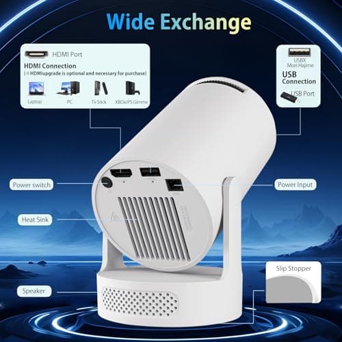 Mini Projector 4K support with Dual-Band WIFI6 5G Wireless 5.4 Bluetooth Android 11, Soundbase Speaker, Auto Vertical Keystone 180°Rotatable Portable Projector for Home Bedroom Outdoor 7