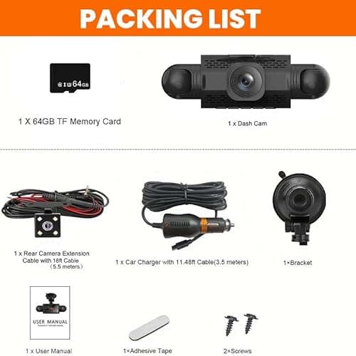 2025 Upgraded 4 Channel FHD Dash Cam,1080P Video Dash Cam 360,Car On-Dash Mounted Cameras, 8 IR LED Night Vision,Parking Mode,Seamless Loop Recording (with 128GB TF Card) 9