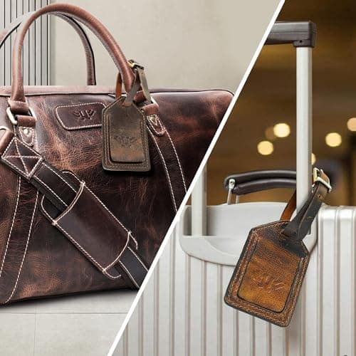 Genuine Leather Luggage Tag - TSA Approved Suitcase ID Tags, Baggage Identifiers for Men Women with Privacy Cover | Travel Suitcase Tags | Pack of 3 - Assorted Colors 7