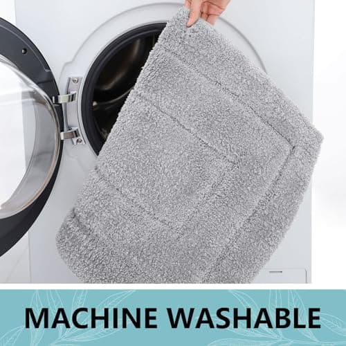 Buganda Bathroom Rugs, 24" x 16", Soft and Absorbent Microfiber Bath Rugs, Non-Slip Shaggy Shower Carpet, Machine Wash Dry Bath Mats for Bathroom Floor, Tub and Shower, Grey 5