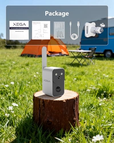Xega 4G Cellular Security Camera Outdoor Wireless, No WiFi Camera with Built-in SIM Card, 1000mAh Battery Powered, Motion Detection Night Vision Two-Way Audio Siren Warning Light Alarm APP Alert IP66 9