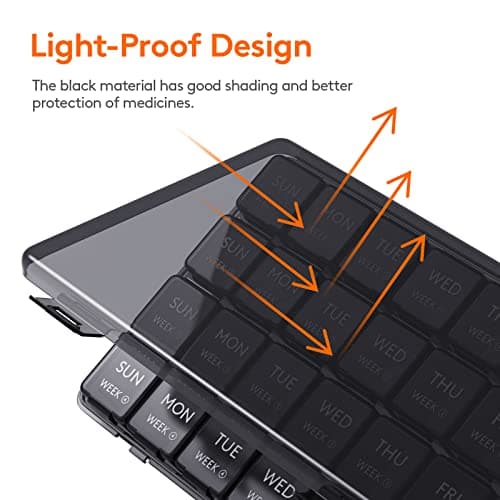 Lifewit Monthly Pill Organizer, 28 Day Pill Box, 4 Weeks One Month Vitamin Cases, Large Compartments Medicine Organizer for Fish Oils, Supplements, 28 Grids, Black 8