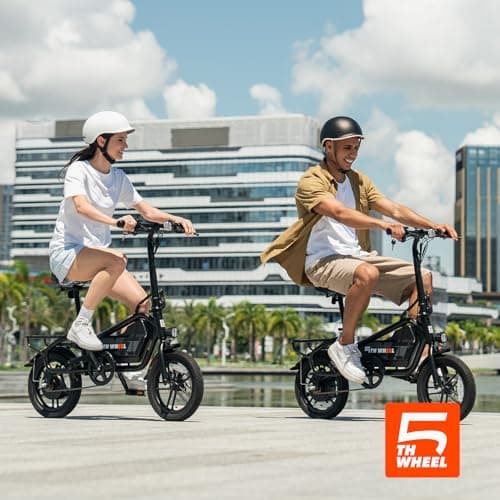 5TH WHEEL EB20 Electric Bike with 25 Miles PAS Range, Peak 650W Motor & 20 MPH, 3 Speed Modes & 14" Tires, Mini Foldable Electric Bikes for Adult with Adjustable Seat, Commuting E Bikes with Key 7