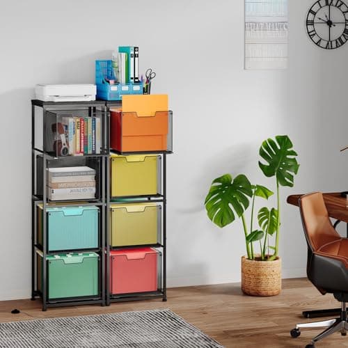 Feyejade File Cabinet 4 Drawers, Hanging Letter File Holder with Metal Frame & Wood Board, Letter Size Filing Holder with Adjustable Feet for Home Office, Solide Metal Drawers for Documents 6