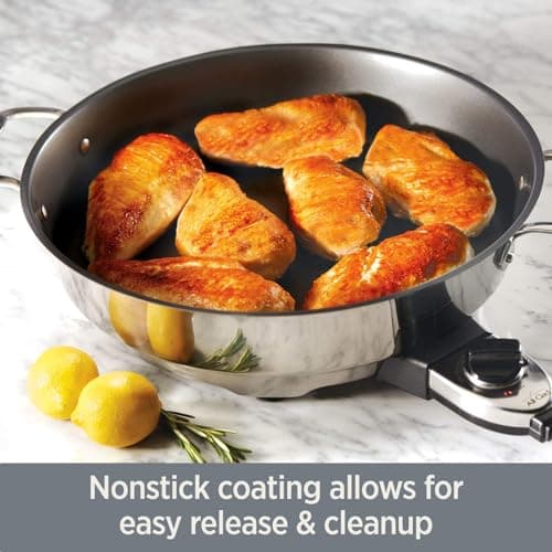 All-Clad Electrics Stainless Steel and Nonstick Surface Skillet 7 Quart 1800 Watts Temp Control, Cookware, Pots and Pans, Oven, Broil, Dishwasher Safe 5