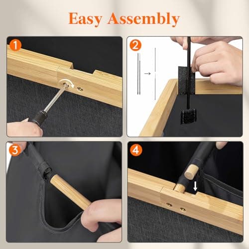 Lifewit 160L Double Laundry Hamper with Lid, Extra Large Bamboo Laundry Basket Dirty Clothes Hamper, 2 Section Laundry Bin Organizer for Laundry Room Bedroom with 2 Removable Liners & Bags, Black 6