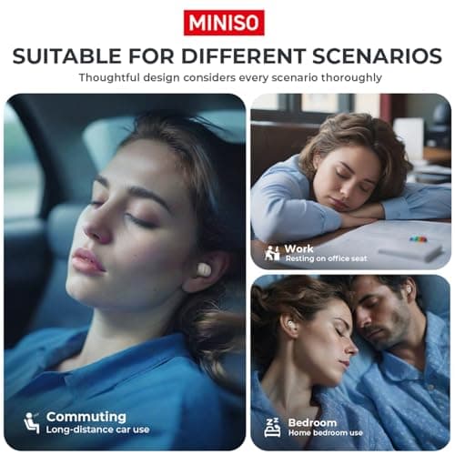 MINISO X10 Bluetooth Sleep Wireless Earbuds Noise Blocking Earbuds Comfortable Fit Bluetooth 5.4 Earphones for Sleep Sounds Side Sleeper in-Ear Wireless Headphones for Sleeping Flat Ear Buds Beige 7