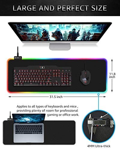 RGB Gaming Mouse Pad and Venus Pro RGB MMO Wireless Gaming Mouse, UtechSmart Large Extended Soft Led Mouse Pad with 14 Lighting Modes, 16,000 DPI Optical Sensor, 2.4 GHz Transmission Technology 9