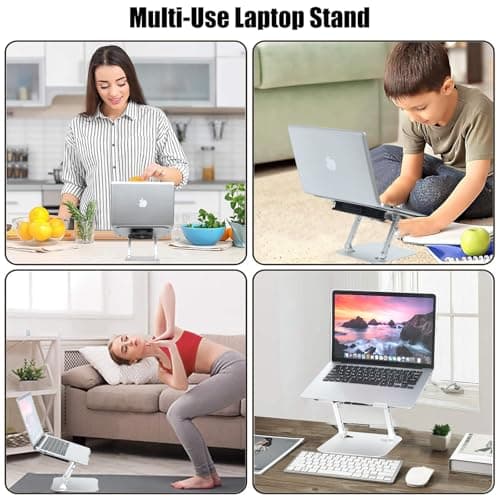 Adjustable Laptop Stand with Cooling Fan, Aluminium Alloy Multi-Angle Computer Holder for Desk, Portable Notebook Metal Mount Compatible with MacBook, Air, Pro, Dell, Alienware All Laptops 11"-17.3" 7