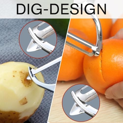 Vegetable peelers for Kitchen, Y shaped peeler for Vegetables, Fruits, Potatoes with Ergonomic Grip, 1 Pack, Silver 2