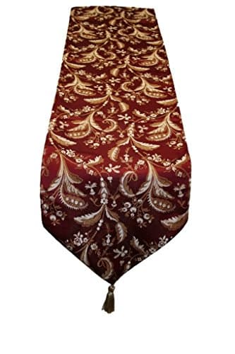 Violet Linen Luxury Damask 13" X 90" Burgundy Table Runner