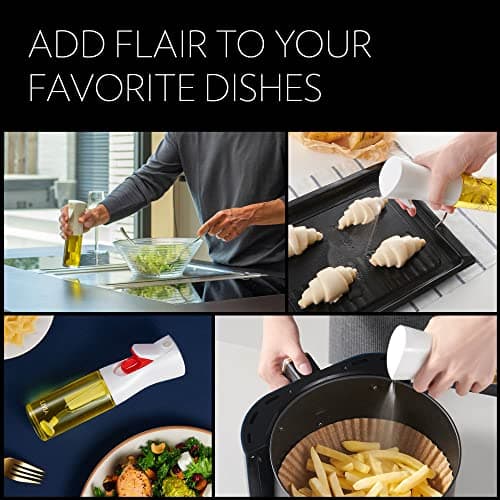 FLAIROSOL OLIVIA. The Original Advanced Oil Sprayer for Cooking, Kitchen, Salads, BBQs, Continuous Spray with Portion Control, 130ml Glass Olive Oil Sprayer(White Print) 9