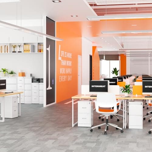 INTERGREAT 2 Drawers File Cabinet with Lock, 18" D Vertical Filing Cabinet for Home Office, Metal White File Cabinet for Hanging Letter/F4/A4/Legal Folders, Easy Assemble 5