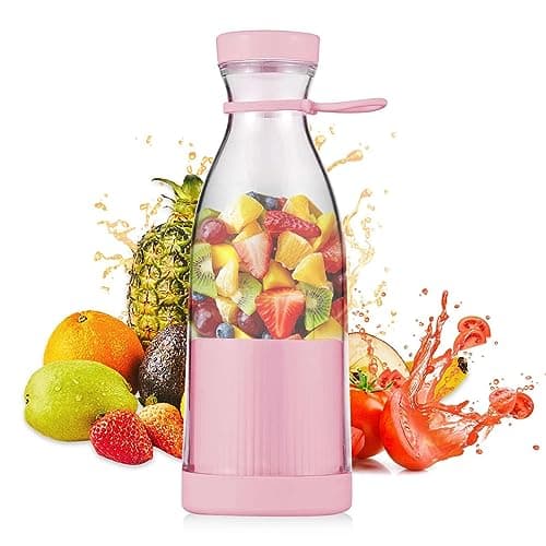 Personal Size 12.8 oz Blender for Smoothies, USB charging, Rechargeable Mixers Fresh Fruit Juicers, Bottle Shape Mini Electric Blender for Office,Sports,Outing,Travel