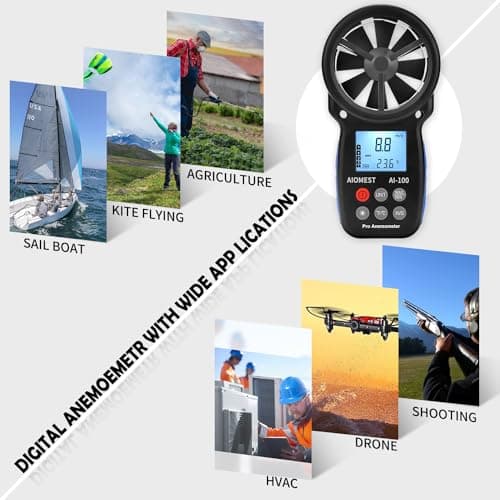AIOMEST Digital Anemometer, Handheld Wind Speed Meter AI-100, Airflow Gauge Measures Air Temperature ℃/℉ Velocity for HVAC with Wind Chill Backlight 5