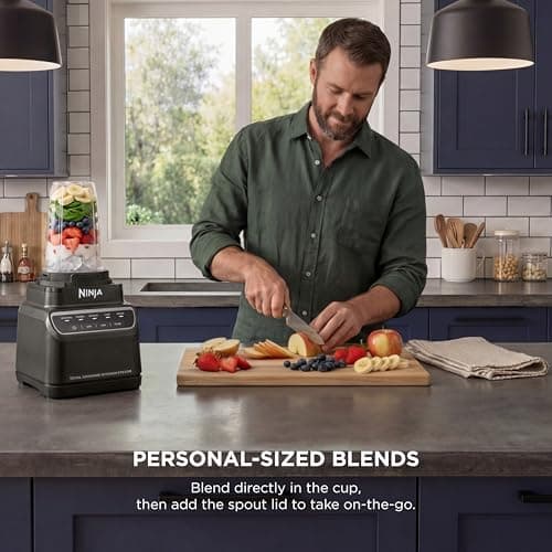 Ninja Kitchen System | All-in-One for Smoothies, Frozen Drinks, Veggie Chopper & More | With Full-Size Pitcher, 8 Cup Food Processor Bowl, (2) 18 oz. Cups, | 1200 Watt | Dark Grey | BR601AMZ 5