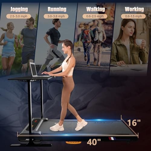 AXEFIT Under Desk Treadmill, Quiet 2 in 1 for Walking & Jogging, 2.5HP Portable with Remote Control, LED Display 7