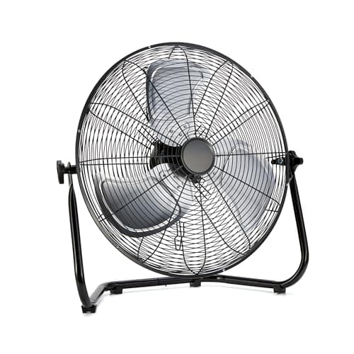 Amazon Basics 18" High Velocity Industrial Floor Fan with 3 Speeds, Powerful Airflow, Air Circulator, Tilt Head, ETL-Listed Safety Compliance, Metal Housing/Blades, for Commercial Space 100W, Black