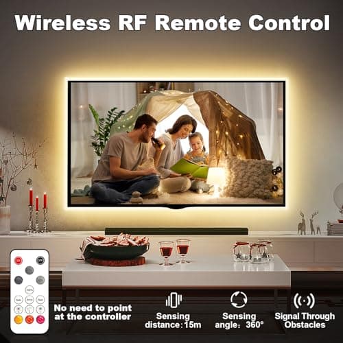 Tatazone White COB Led Strip Lights Max with RF Remote, 16.4ft 3000K Dimmable Ultra Bright Warm White COB Light Strip, Adhesive Indoor COB Led Lights for Living Room, Shelf, Cabinet 4