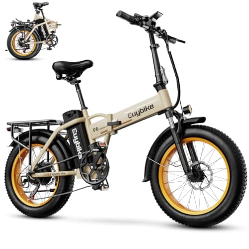 EUYBIKE Foldable Electric Bike for Adults, 30+MPH, 48V 20Ah Removable Lithium Battery up to 80Miles, 20" Fat Tire 1000W Peak Motor Dirt Ebike Adult Electric Bicycle for Beach Mountain E Bike Yellow