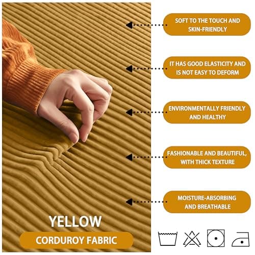 81" Sofa Couch,Modern Couches for Living Room,Corduroy Cloud Couch,Deep Seat Sofas for Living Room (Yellow) 5