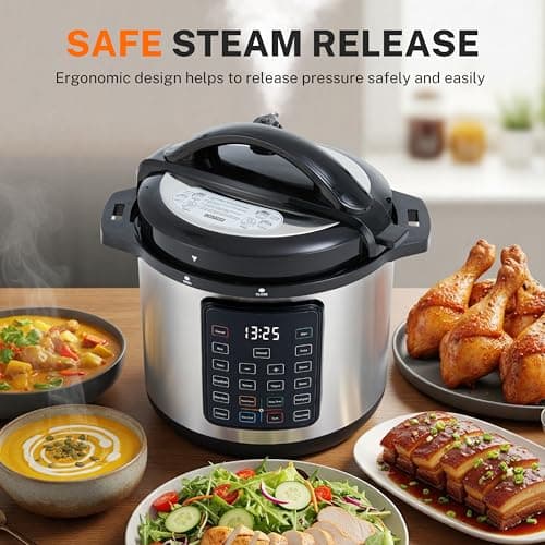 Simple Deluxe 16-in-1 Electric Pressure Cooker, 8QT Stainless Steel & Non-Stick Multi Cooker for Slow Cook, Meat Stew, Cake, Porridge, Multigrain, Dishwasher Safe, Silver 5
