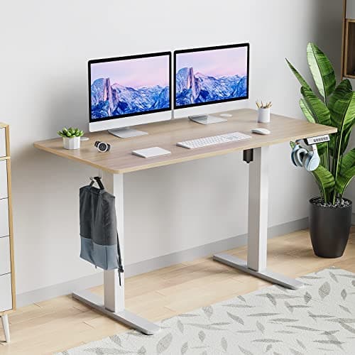Sweetcrispy Electric Standing Desk,48 x 24in Adjustable Height Electric Stand up Desk Standing Computer Desk Home Office Desk Ergonomic Workstation with 3 Memory Controller, Bamboo Texture 8