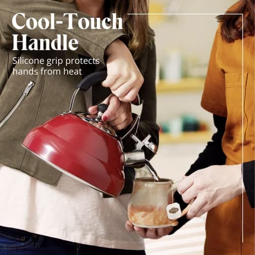 Willow & Everett Whistling Tea Kettle for Stove Top - 3.17 Quart Tea Pots for Stove Top w/Stainless Steel, Mirror Finish & Strainer 7