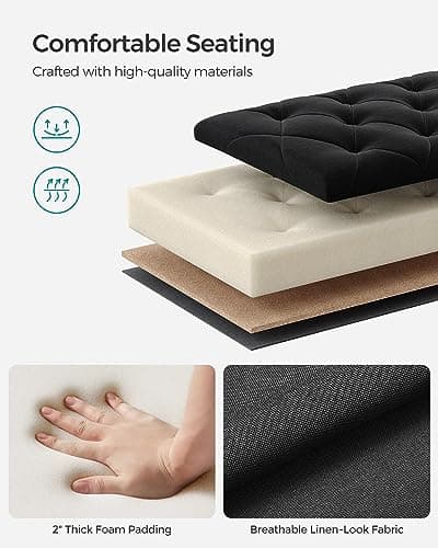 SONGMICS Storage Ottoman Bench, Foot Rest with Legs, 15.7 x 43.3 x 15.7 Inches, End of Bed Bench, Storage Chest, Load up to 660 lb, for Living Room, Bedroom, Entryway, Ink Black ULSF088B01 5