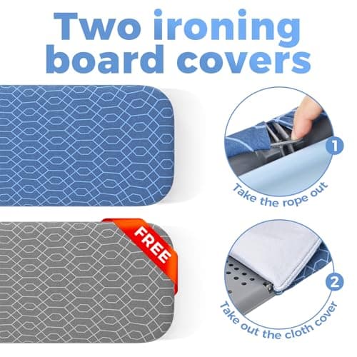 APEXCHASER Ironing Board Small with Iron Holder, Tabletop Small Iron Board with 2 Heat Resistant Ironing Covers, Portable Tabletop Ironing Board with Non-Slip Feet for Home Travel Use 6