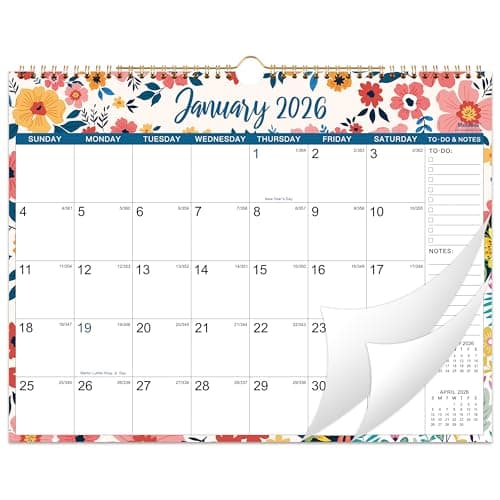2026 Wall Calendar - Jan 2026 - Dec 2026, 12 Months Hanging Monthly Calendar 2026, 14.8" x 11.57", Twin-Wire Binding, Julian Dates, Large Block, Notes, To-do List, Thick Paper, Perfect for Organizing