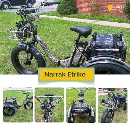 NARRAK Electric Tricycle for Adults,Fat Tire Folding Electric Trike,3 Wheels Electric Bicycle Bikes, Peak 1350W Step-Thru Etrike with Removable Battery and Large Basket for Women Men 7
