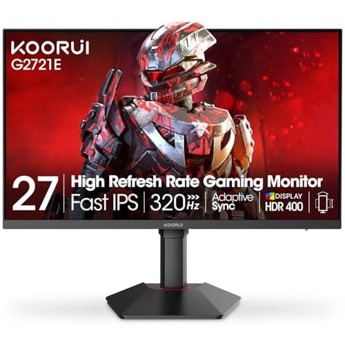 KOORUI 27 Inch Gaming Monitor, 1440p 320Hz Fast IPS PC Monitor, 1ms, HDR400, 98% DCI-P3, PIP/PBP Mode, Adaptive Sync Compatible, Ergonomic Stand, HDMI 2.1 & DisplayPort 1.4, VESA Mountable, G2721E