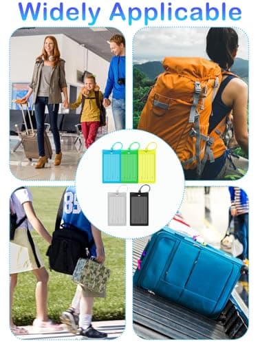 Luggage Tags for Suitcases,5 Pack Luggage Tags for Suitcases Silicone Tags,Waterproof Tags for Suitcase,Clear Colorful Suitcase Bagtags with Name Id Label and Loop for Luggage,Travel Bagtags for Men. 7