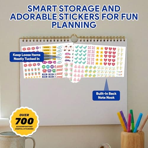 Decorably 18 Months Colorful Landscape Wall Calendar with Stickers January 2026 to June 2027, 14.5x11.5in Spring-Bound Sheets with Inspirational Quotes for Office, Home and School 7