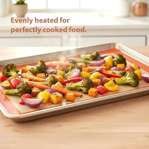 Silicone Baking Mat, Baking Sheets Non Stick, Silicone Mats for Baking, 3 Pcs Baking Supplies for Cookies, Bread & Pastry, Heat-Resistant & Reusable, Orange 6