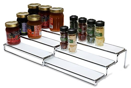 Deco Brothers Spice Rack 3 Tier Expandable Shelf Organizer, Chrome