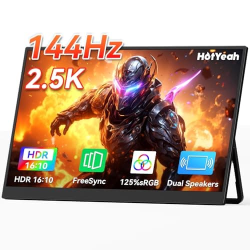 HotYeah 16" 2.5K 144Hz Portable Gaming Monitor, 2560x1600 QHD 125% sRGB USB-C HDMI Monitor for Laptop, External Monitor w/180° Adjustable Kickstand for MacBook, Laptop, PC, Phone, Tablet, Switch, PS5