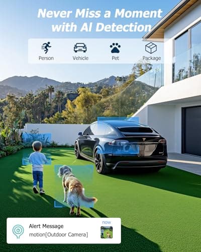 VIZIUUY 5MP 5G Security Camera Outdoor - 24/7 Recording Security Camera, WiFi Cameras for Home Security, Plug-in Power, 360°Auto Tracking, Noise Detect, Sound Light Alerts,WiFi 6, Works with Alexa 5