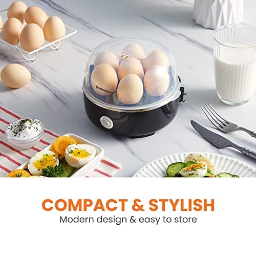 Elite Gourmet EGC115B Easy Egg Cooker Electric 7-Egg Capacity, Soft, Medium, Hard-Boiled Egg Cooker with Auto Shut-Off, Measuring Cup Included, BPA Free, Classic Black 5