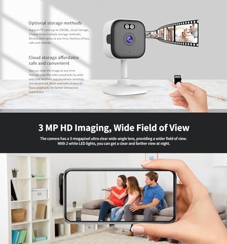 EVERSECU 5Ghz Wired WiFi Camera 2K, Indoor Home Security Cameras for Baby/Elder/Dog/Pet Camera with Phone app,24/7 SD Card Storage, Compatible with Alexa, Supports RTSP&ONVIF(4pack) 8