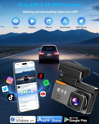 Dash Cam Front and Rear, 4K/2K Dashcams for Cars, Camera for Car with Free 64GB Card, Built-in WiFi GPS, ADAS, Night Vision, Loop Recording, Emergency Lock, 170°Wide Angle, 24H Parking Mode 7