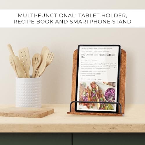 Beautiful Cookbook Stand for Your Kitchen Counter - Solid Wood Stand Easily Keeps Cook or Recipe Books Open for Convenient Cooking - Perfectly Fits Your iPad/Tablet and Enhances Any Kitchen Decor 5
