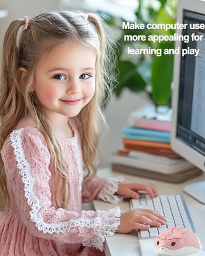 2.4GHz Wireless Mouse Cute Hamster Shape Less Noice Portable Mobile Optical 1200DPI USB Mice Cordless Mouse for PC Laptop Computer Notebook MacBook Gaming Kids Girl Men Women Adults Gift (Pink) 8