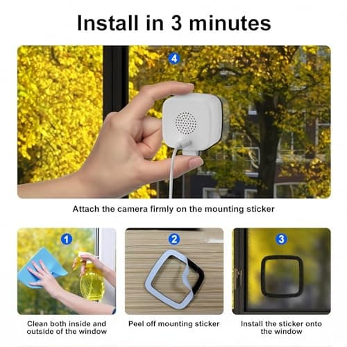 SakerPlus Smart 2K Window Security Camera, 32-Inch 3MP Ultra HD Indoor/Outdoor Camera with Enhanced Color Night Vision, 24/7 Recording, Smart Motion Alerts, Easy Peel & Stick Setup (with 64G TF Card) 8