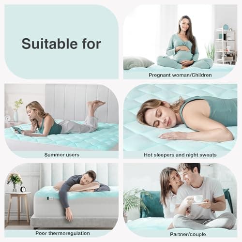 Novilla Cooling Mattress Topper Full Size,Mattress Pad with Deep Pocket for 8-21" Mattress,Soft Mattress Cover for Back Pain Relief,3D+7D Down Alternative Bed Topper for Hot Sleepers 6