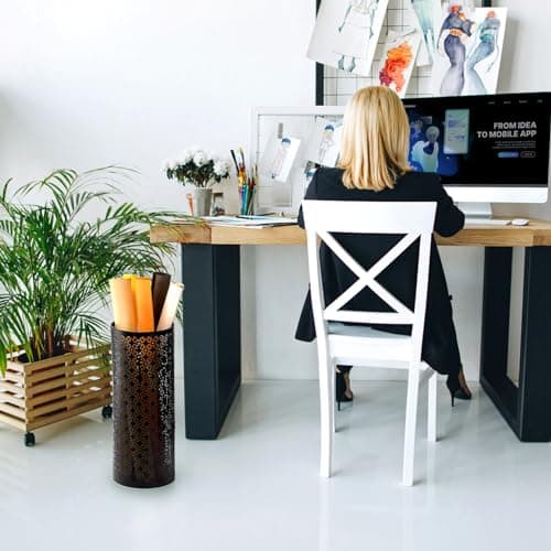 Hacaroa Metal Round Umbrella Stand Rack, Free Standing Umbrella Holder Bin, Canes Walking Sticks Holder for Entryway, Home, Office, Black 6